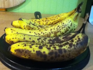 Yes! We have old bananas, we have old bananas today.  So let's make banana bread.