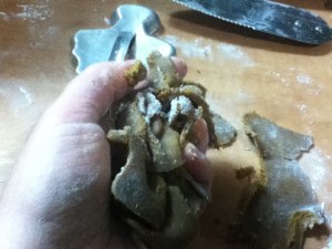 Smush it up and re-roll. Can't really do that with those store bought slice-and-bake-to-get-the-tree-picture-in-the-cookie things, now can you?