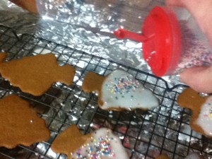 If you want a little more flare, spread a thin layer of icing on the cookies and sprinkle with sprinkles. 
