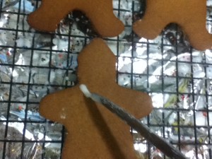 Confectionery Americans require a little more time, but are not difficult. Use a butter knife to make lines on the cookies It's hard to take pictures while you do it, but just try-you'll get it. If the lines come out wrong, just scrape them off and start over. Add dots for eyes and little smiles- your Confectionery Americans will reveal their unique personalities. 