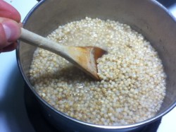 This is not a quick cooking grain- it took a little over an hour. Totally worth it, though.