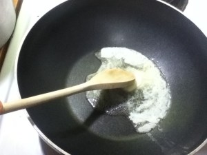 Melt about a tablespoon of butter in a pan.