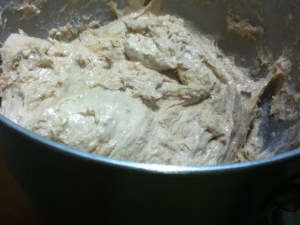 You will end up with a thick batter or a soft dough. That's another thing the recipe omits. Every time you make bread, even with the same recipe, it will be just a little different. Embrace the chaos.