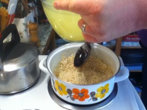 Add the broth a little at a time and stir like you've never stirred before.