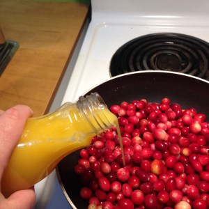 Instead of water I went with s 12 fluid ounce bottle of orange juice. Apple cider would probably taste good, too.