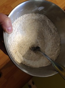 I started by mixing the confectioner's sugar with the almond meal.  Like I said...I want to be ready when the egg foam is done.